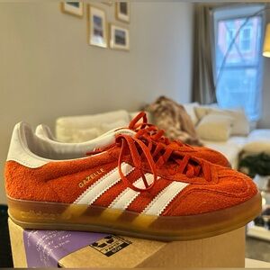 Adidas Gazelle Red Sneakers with White Stripes